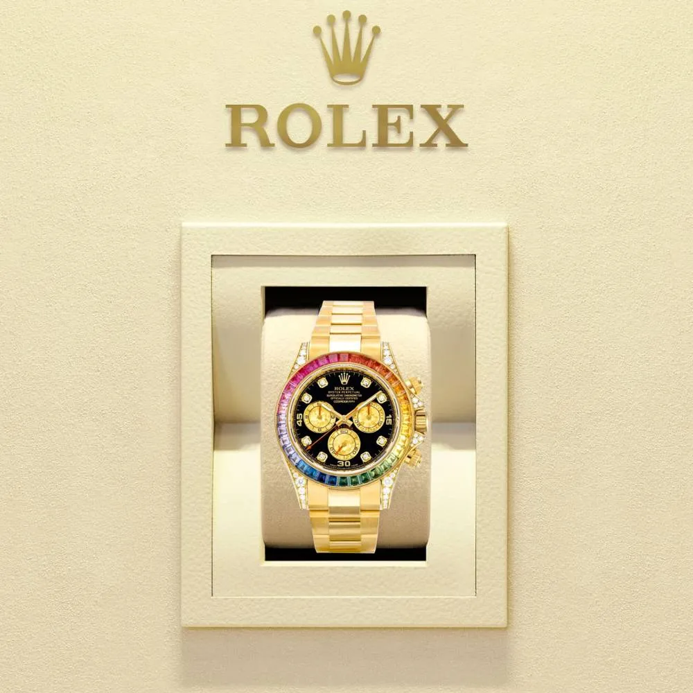 Rolex Cosmograph Daytona 40mm - Ref: 116506 ib-1 - Black Sapphire Rainbow Dial & Bezel, 18K Yellow Gold Oyster Bracelet Men's Watch