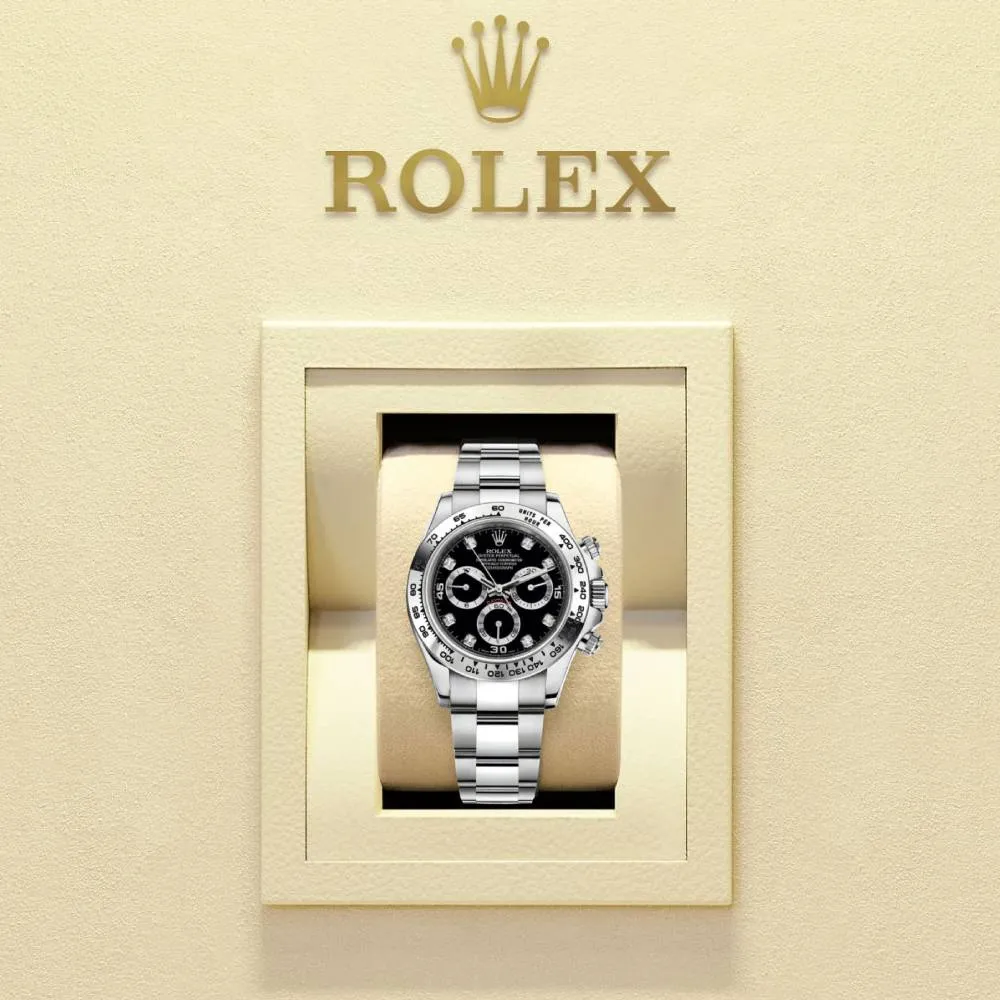 Rolex Cosmograph Daytona 40mm - Ref: 116509-0055 - Black Diamond Dial, 18K White Gold Oyster Bracelet Men's Watch