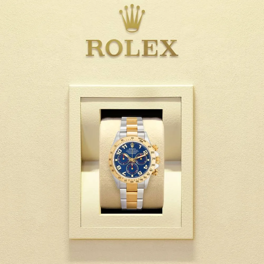 Rolex Cosmograph Daytona 40mm - Ref: 116523BKD - Blue Diamond Dial & Gold Bezel, Two Tone Stainless Steel & 18K Yellow Gold Oyster Bracelet Men's Watch