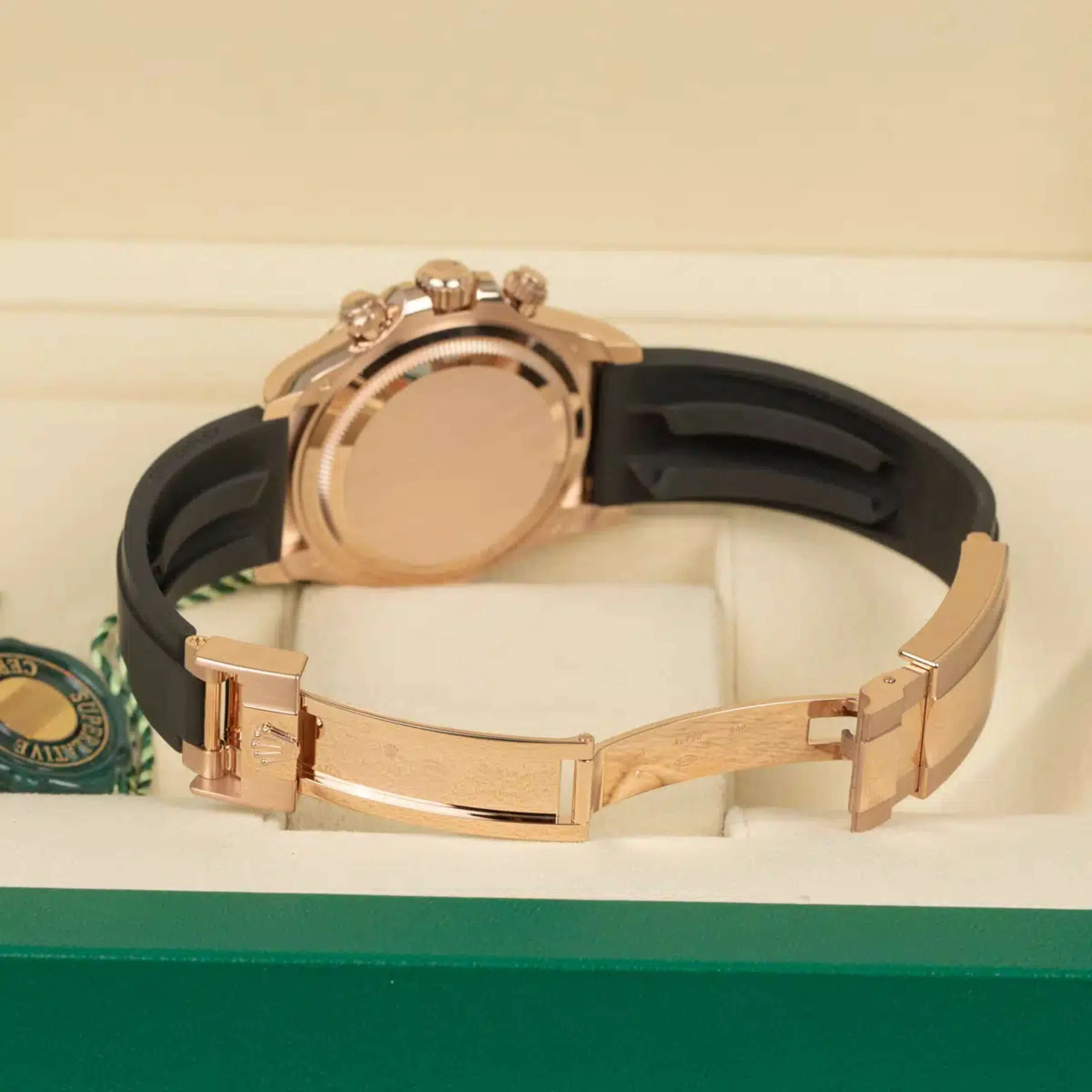 Rolex Cosmograph Daytona 40mm - Ref: 126515LN - Bright Black & Sundust Diamond Dial & Ceramic Bezel, 18K Rose Gold Case Black Oysterflex Bracelet Men's Watch