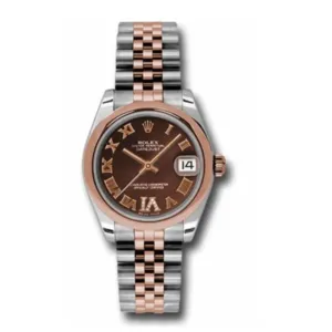 Rolex Datejust 31mm - Ref: 178241 chdrj - Chocolate Roman Diamond Dial Two Tone Stainless Steel & 18K Rose Gold Jubilee Bracelet Women's Watch