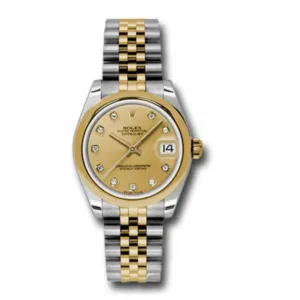Rolex Datejust 31mm - Ref: 178243 chdj - Champagne Diamond Dial, Two Tone Stainless Steel & 18K Yellow Gold Jubilee Bracelet Women's Watch