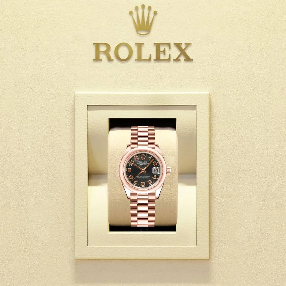 Rolex Datejust 31mm - Ref: 178245 bkap - Black Dial, 18K Rose Gold President Bracelet Women's Watch