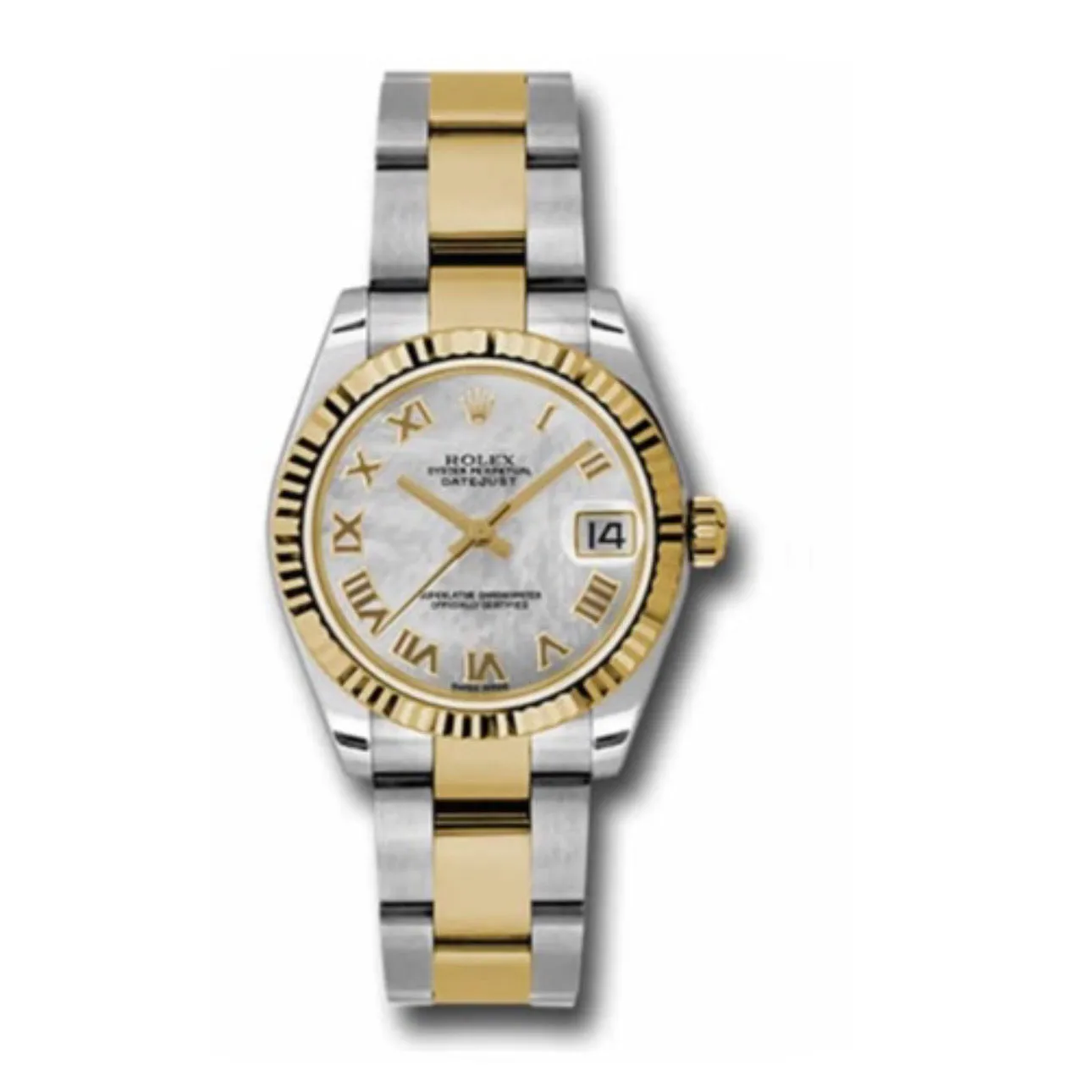 Rolex Datejust 31mm - Ref: 178273 mro - White Mother of Pearl Diamond Dial, Two Tone Stainless Steel & 18K Yellow Gold Oyster Bracelet Women's Watch