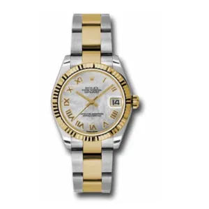 Rolex Datejust 31mm - Ref: 178273 mro - White Mother of Pearl Diamond Dial, Two Tone Stainless Steel & 18K Yellow Gold Oyster Bracelet Women's Watch