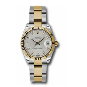 Rolex Datejust 31mm - Ref: 178273 sdo - Silver Diamond Dial, Two Tone Stainless Steel & 18K Yellow Gold Oyster Bracelet Women's Watch