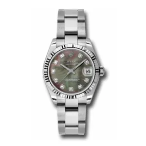 Rolex Datejust 31mm - Ref: 178274-0051 - Black Mother of Pearl Diamond Dial, Stainless Steel Oyster Bracelet Watch