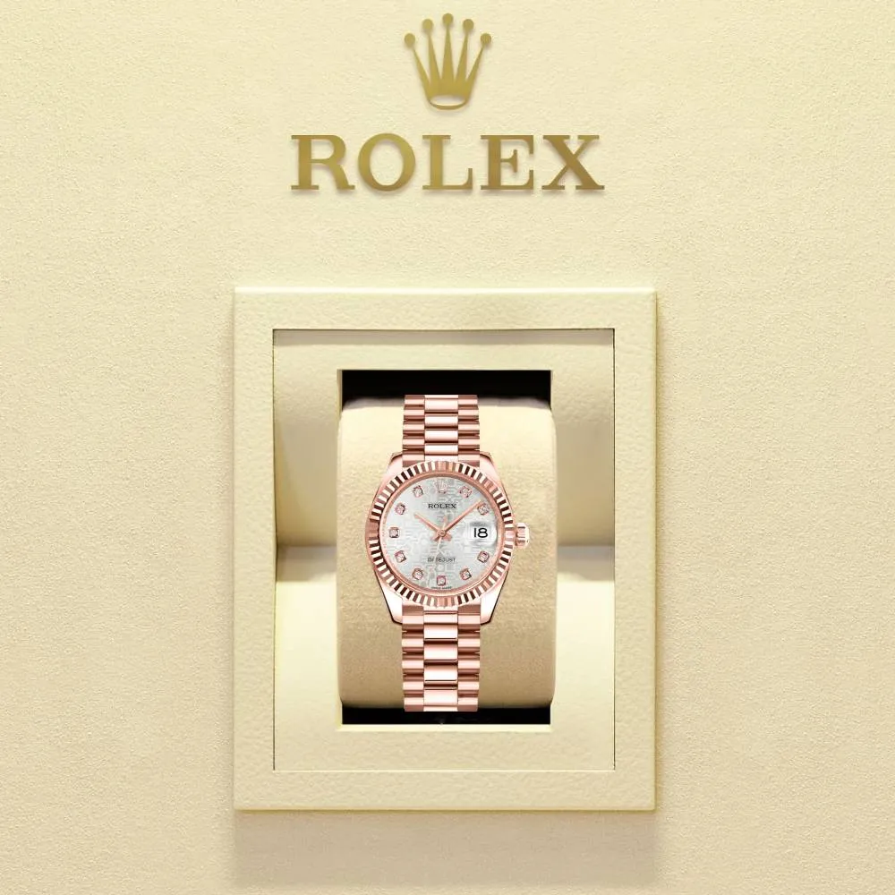Rolex Datejust 31mm - Ref: 178275 sjdp - Silver Dial, 18K Rose Gold President Bracelet Women's Watch