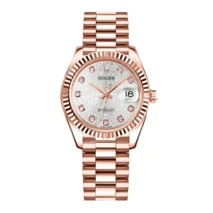 Rolex Datejust 31mm - Ref: 178275 sjdp - Silver Dial, 18K Rose Gold President Bracelet Women's Watch