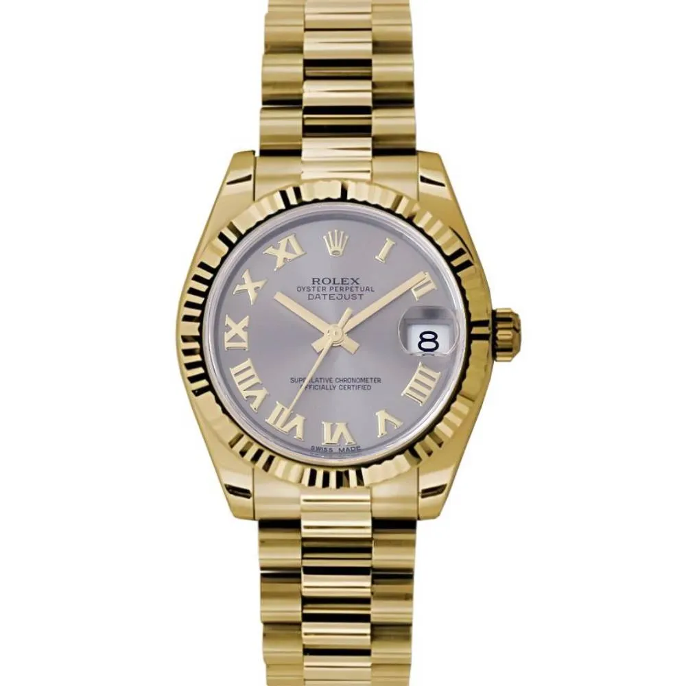 Rolex Datejust 31mm - Ref: 178278 grp - Grey Dial, 18K Yellow Gold President Bracelet Women's Watch