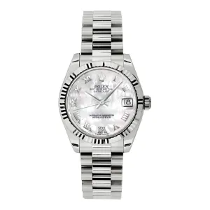 Rolex Datejust 31mm - Ref: 178279 mdrp - White Mother of Pearl Dial, 18K White Gold President Bracelet Women's Watch