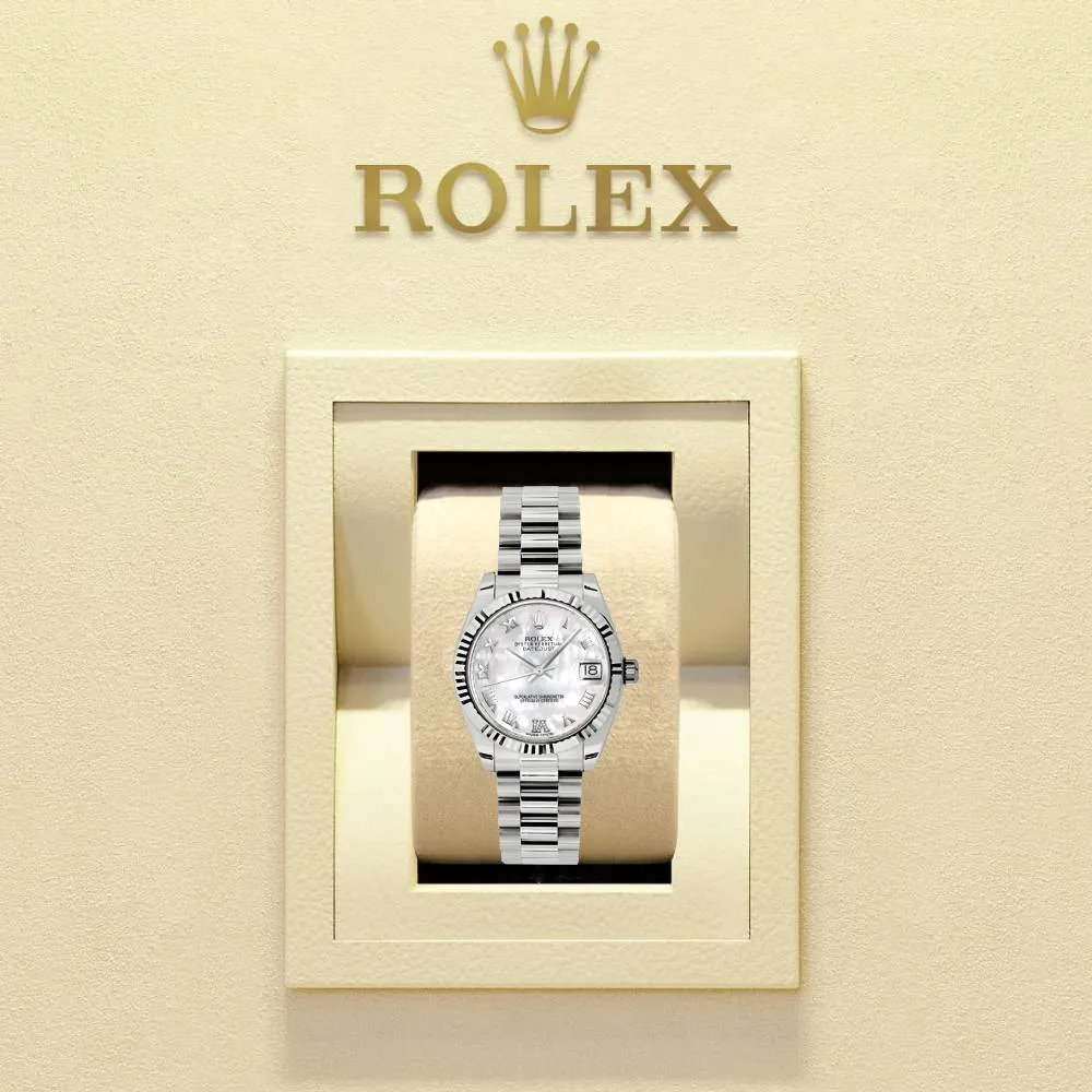 Rolex Datejust 31mm - Ref: 178279 mdrp - White Mother of Pearl Dial, 18K White Gold President Bracelet Women's Watch