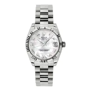 Rolex Datejust 31mm - Ref: 178279 mrp - White Mother of Pearl Dial, 18K White Gold President Bracelet Women's Watch