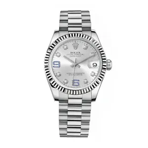 Rolex Datejust 31mm - Ref: 178279d - Silver Dial, 18K White Gold President Bracelet Women's Watch