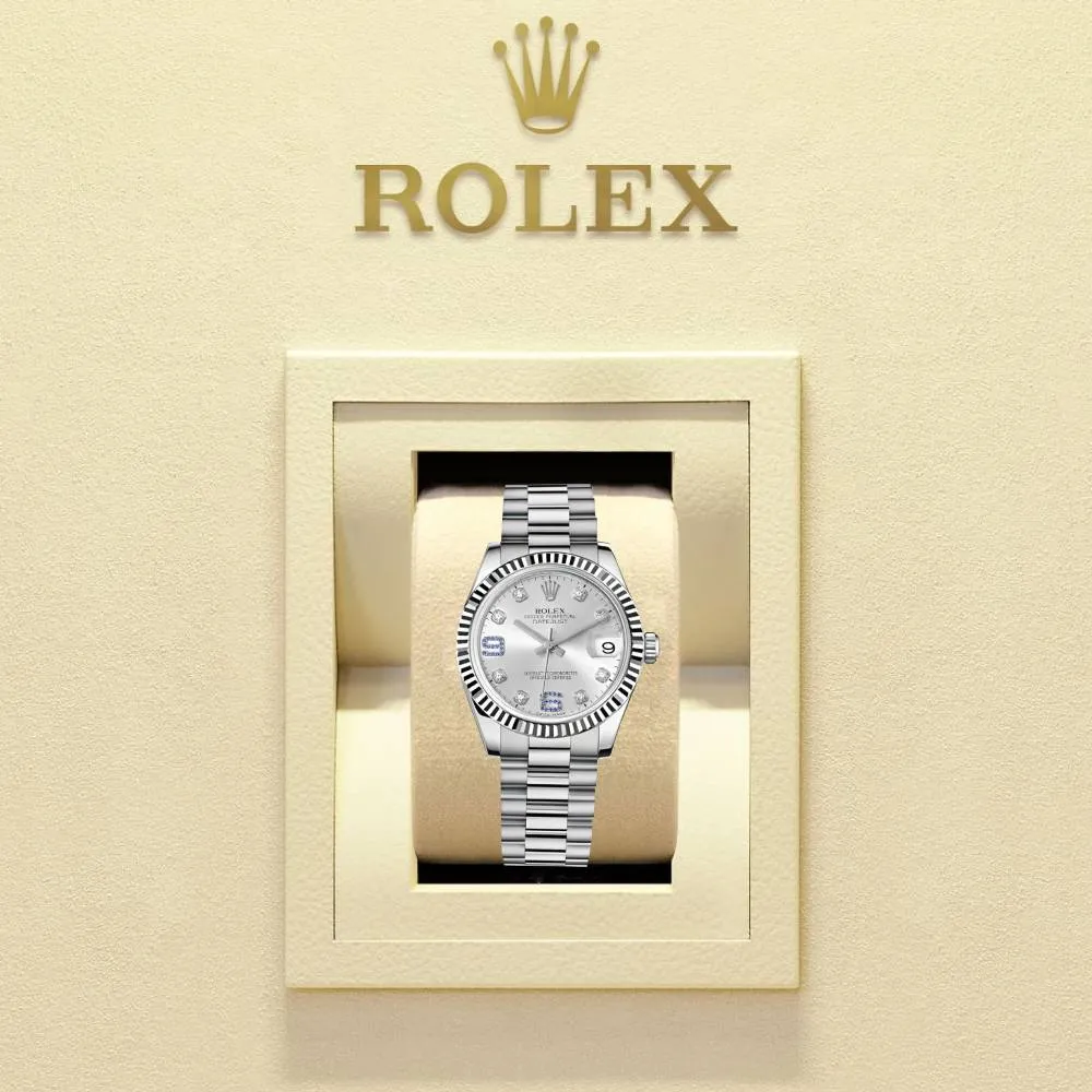 Rolex Datejust 31mm - Ref: 178279d - Silver Dial, 18K White Gold President Bracelet Women's Watch
