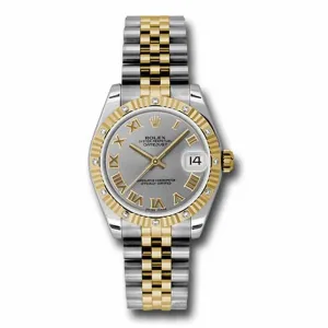 Rolex Datejust 31mm - Ref: 178313 grj - Grey Roman Dial & Diamond Bezel, Two Tone Stainless Steel & 18K Yellow Gold Jubilee Bracelet Women's Watch