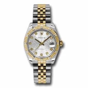 Rolex Datejust 31mm - Ref: 178313 sjdj - Silver Jubilee Diamond Dial & Diamond Bezel, Two Tone Stainless Steel & 18K Yellow Gold Jubilee Bracelet Women's Watch