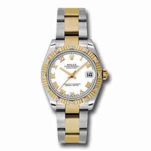 Rolex Datejust 31mm - Ref: 178313 wro - White Roman Dial & Diamond Bezel, Two Tone Stainless Steel & 18K Yellow Gold Oyster Bracelet Women's Watch