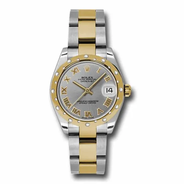 Rolex Datejust 31mm - Ref: 178343 gro - Grey Roman Dial & Diamond Bezel, Two Tone Stainless Steel & 18K Yellow Gold Oyster Bracelet Women's Watch