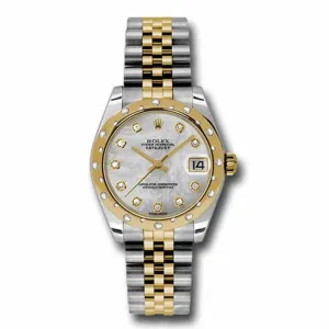 Rolex Datejust 31mm - Ref: 178343 mdj - White Mother of Pearl Diamond Dial & Diamond Bezel, Two Tone Stainless Steel & 18K Yellow Gold Jubilee Bracelet Women's Watch