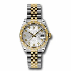 Rolex Datejust 31mm - Ref: 178343 sjdj - Silver Jubilee Diamond Dial & Diamond Bezel, Two Tone Stainless Steel & 18K Yellow Gold Jubilee Bracelet Women's Watch