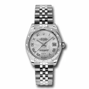 Rolex Datejust 31mm - Ref: 178344-0004 - Silver Mother of Pearl Dial & Diamond Bezel, Stainless Steel Jubilee Bracelet Women's Watch