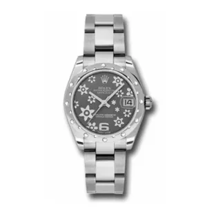 Rolex Datejust 31mm - Ref: 178344-0025 - Rhodium Grey Dial & Diamond Bezel, Stainless Steel Oyster Bracelet Women's Watch