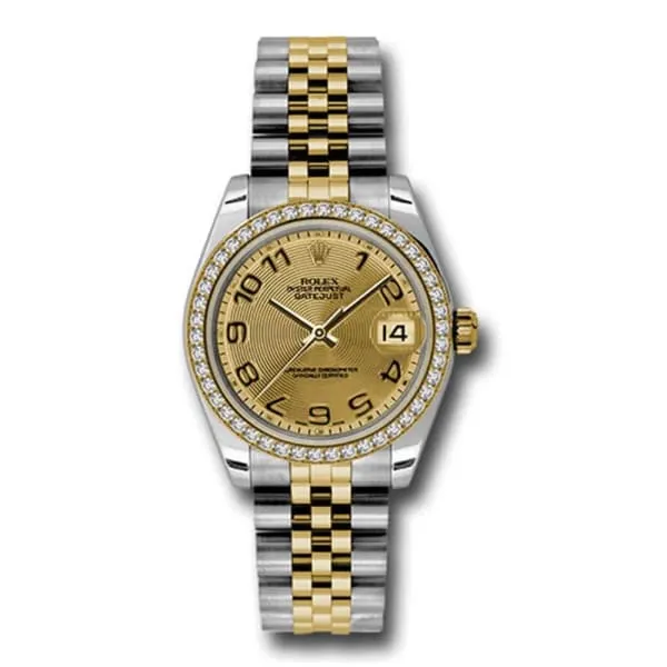 Rolex Datejust 31mm - Ref: 178383 chcaj - Champagne Dial & Diamond Bezel, Two Tone Stainless Steel & 18K Yellow Gold Jubilee Bracelet Women's Watch