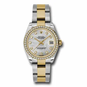 Rolex Datejust 31mm - Ref: 178383 mdo - White Mother of Pearl Diamond Dial & Diamond Bezel, Two Tone Stainless Steel & 18K Yellow Gold Oyster Bracelet Women's Watch