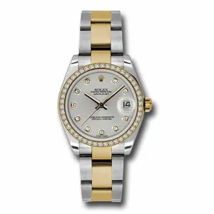 Rolex Datejust 31mm - Ref: 178383 sdo - Silver Diamond Dial & Diamond Bezel, Two Tone Stainless Steel & 18K Yellow Gold Oyster Bracelet Women's Watch