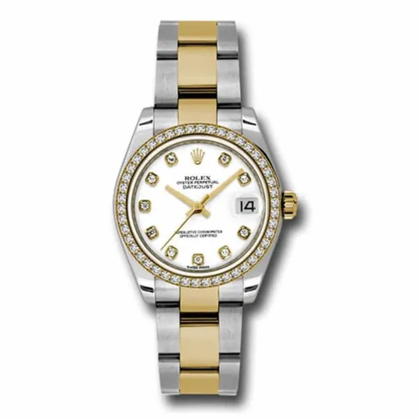 Rolex Datejust 31mm - Ref: 178383 wdo - White Diamond Dial & Diamond Bezel, Two Tone Stainless Steel & 18K Yellow Gold Oyster Bracelet Women's Watch