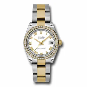 Rolex Datejust 31mm - Ref: 178383 wro - White Roman Dial & Diamond Bezel, Two Tone Stainless Steel & 18K Yellow Gold Oyster Bracelet Women's Watch