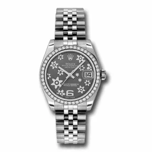 Rolex Datejust 31mm - Ref: 178384-0010 - Rhodium Grey Dial & Diamond Bezel, Stainless Steel Jubilee Bracelet Women's Watch