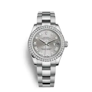 Rolex Datejust 31mm - Ref: 178384-0021 - Rhodium Grey Dial & Diamond Bezel, Stainless Steel Oyster Bracelet Women's Watch