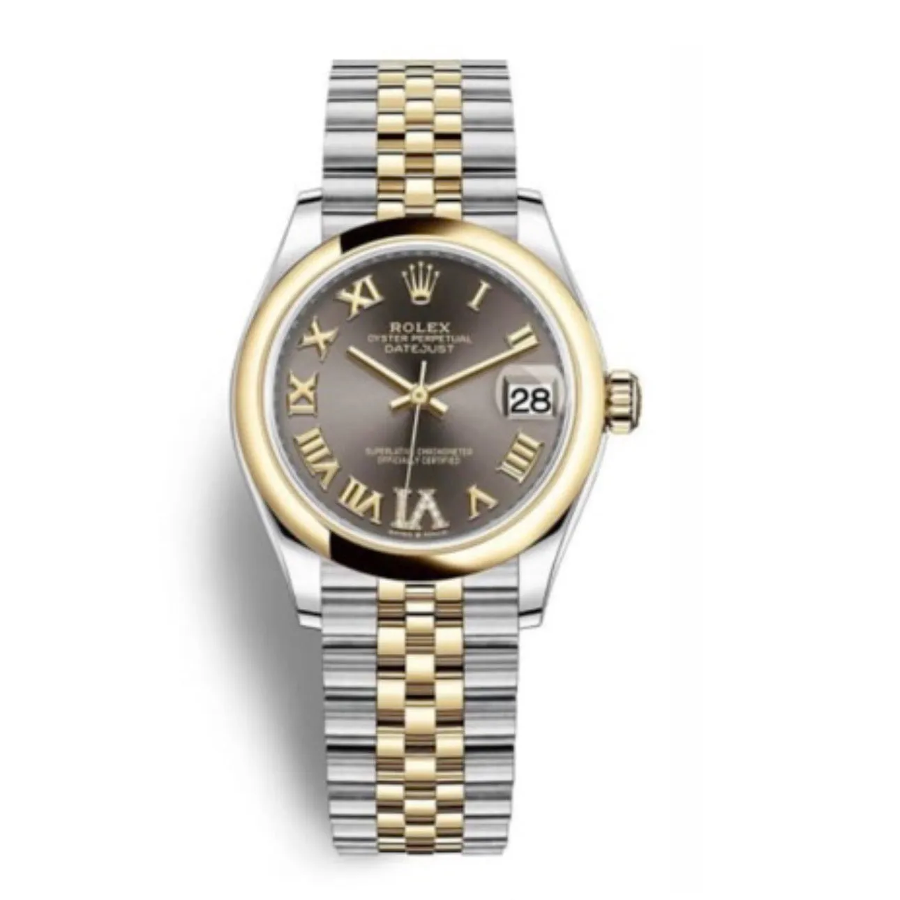 Rolex Datejust 31mm - Ref: 278243-0018 - Grey Roman Diamond Dial, Two Tone Stainless Steel & 18K Yellow Gold Jubilee Bracelet Women's Watch