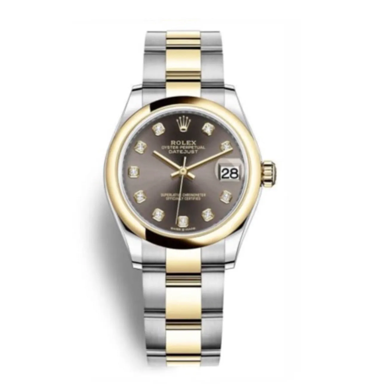 Rolex Datejust 31mm - Ref: 278243-0021 - Grey Diamond Dial, Two Tone Stainless Steel & 18K Yellow Gold Oyster Bracelet Women's Watch