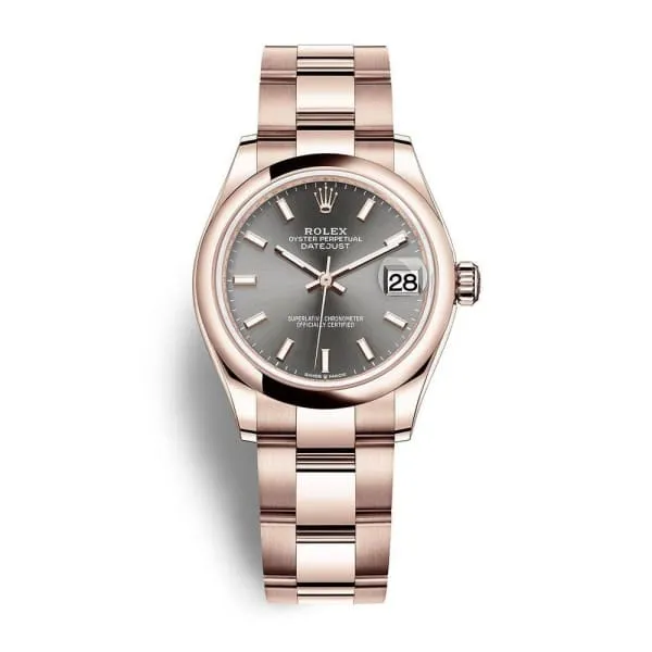 Rolex Datejust 31mm - Ref: 278245-0025 - Rhodium Grey Dial, 18K Rose Gold Oyster Bracelet Women's Watch