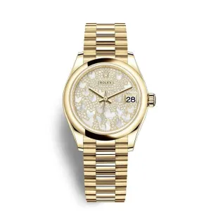 Rolex Datejust 31mm - Ref: 278248-0022 - White Mother of Pearl Dial, 18K Yellow Gold President Bracelet Women's Watch
