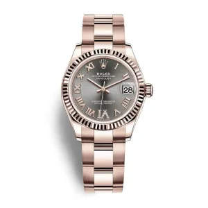 Rolex Datejust 31mm - Ref: 278275-0032 - Rhodium Grey Dial, 18K Rose Gold Oyster Bracelet Women's Watch
