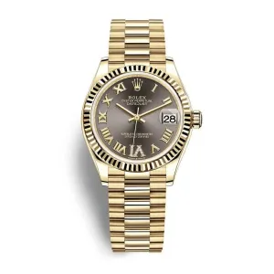 Rolex Datejust 31mm - Ref: 278278-0032 - Grey Dial, 18K Yellow Gold President Bracelet Women's Watch