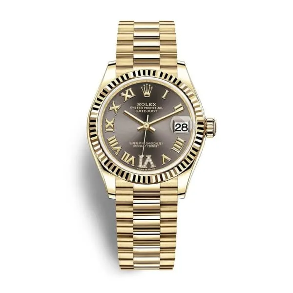 Rolex Datejust 31mm - Ref: 278278-0032 - Grey Dial, 18K Yellow Gold President Bracelet Women's Watch