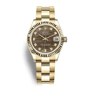 Rolex Datejust 31mm - Ref: 278278-0037 - Black Mother of Pearl Diamond Dial, 18K Yellow Gold Oyster Bracelet Women's Watch