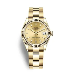Rolex Datejust 31mm - Ref: 278278-0039 - Champagne Dial, 18K Yellow Gold Oyster Bracelet Women's Watch