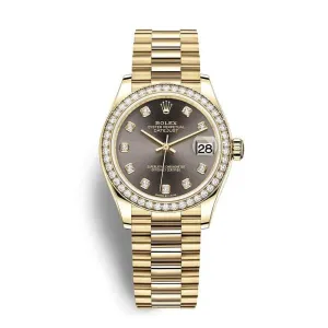 Rolex Datejust 31mm - Ref: 278288rbr-0030 - Grey Dial, 18K Yellow Gold President Bracelet Women's Watch
