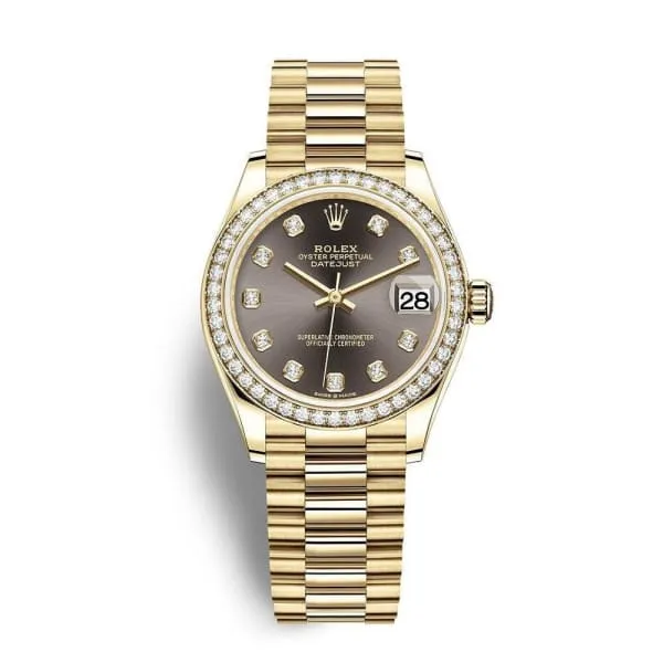Rolex Datejust 31mm - Ref: 278288rbr-0030 - Grey Dial, 18K Yellow Gold President Bracelet Women's Watch