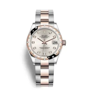 Rolex Datejust 31mm - Ref: 278341rbr-0015 - Silver Diamond Dial & Diamond Bezel, Two Tone Stainless Steel & 18K Rose Gold Oyster Bracelet Women's Watch