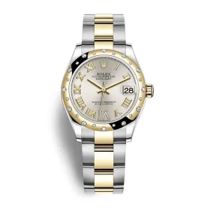 Rolex Datejust 31mm - Ref: 278343rbr-0003 - Silver Roman Diamond Dial & Diamond Bezel, Two Tone Stainless Steel & 18K Yellow Gold Oyster Bracelet Women's Watch