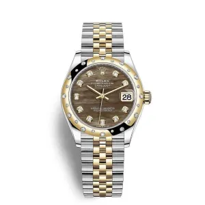 Rolex Datejust 31mm - Ref: 278343rbr-0024 - Black Mother of Pearl Diamond Dial & Diamond Bezel, Two Tone Stainless Steel & 18K Yellow Gold Jubilee Bracelet Women's Watch
