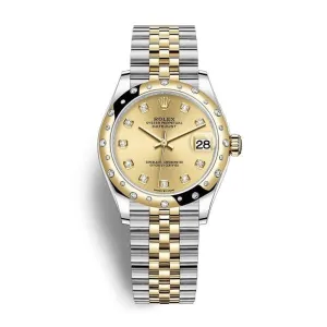 Rolex Datejust 31mm - Ref: 278343rbr-0026 - Champagne Diamond Dial & Diamond Bezel, Two Tone Stainless Steel & 18K Yellow Gold Jubilee Bracelet Women's Watch