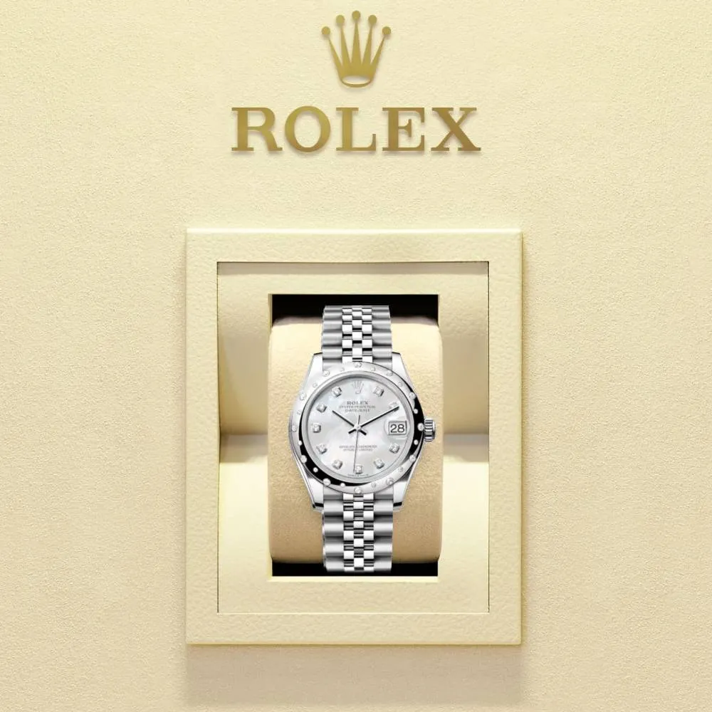 Rolex Datejust 31mm - Ref: 278344rbr-0006 - White Mother of Pearl Diamond Dial & Diamond Bezel, Stainless Steel Jubilee Bracelet Women's Watch